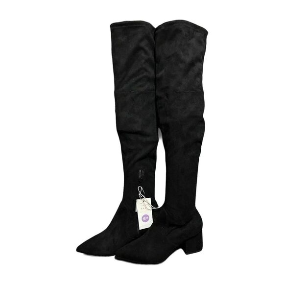 A New Day Shoes - A New Day Women Black Greta Memory Foam Tall Dress Block Heel Boots Size 6.5 New